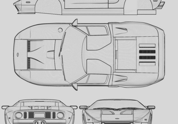 Fords GT40 (2005) (Ford GT40 (2005)) are drawings of the car